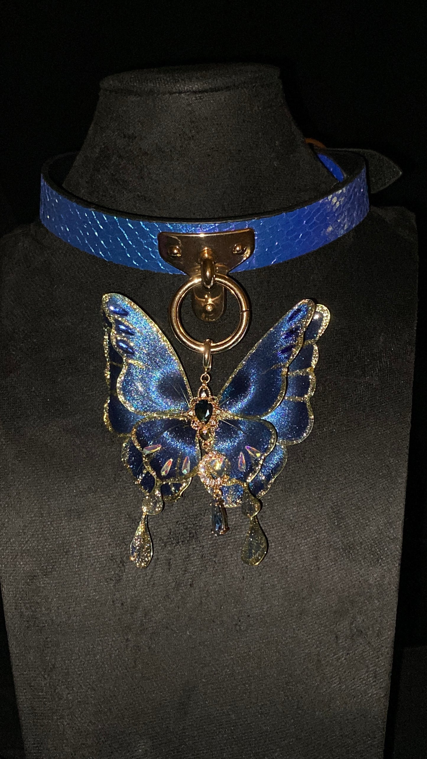 Adult BDSM Choker Collar BTC001 with Handmade Aurora Butterfly