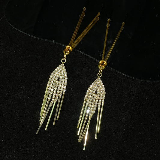 Adjustable nipple clamps with crystals and tassels NPC1023
