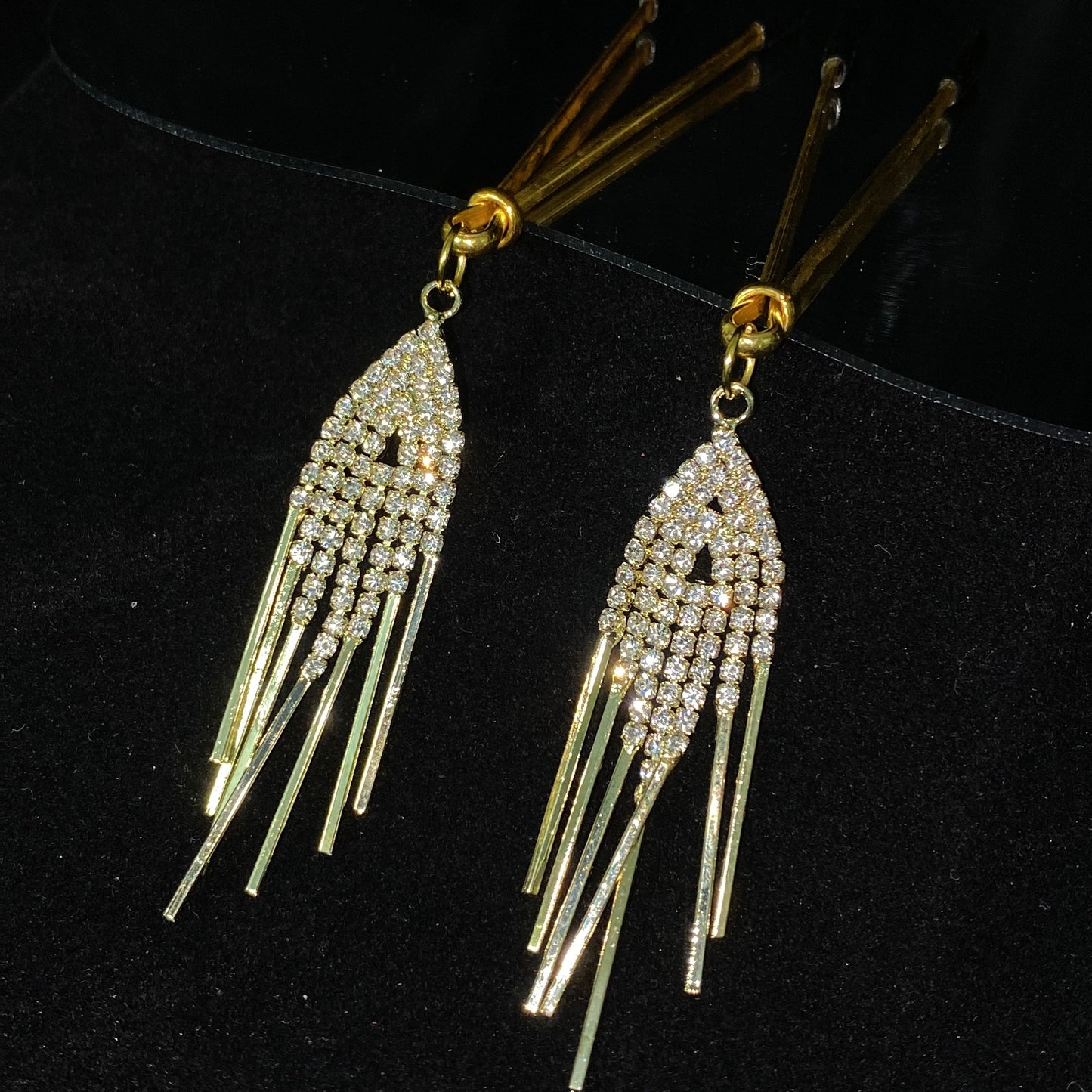 Adjustable nipple clamps with crystals and tassels NPC1023