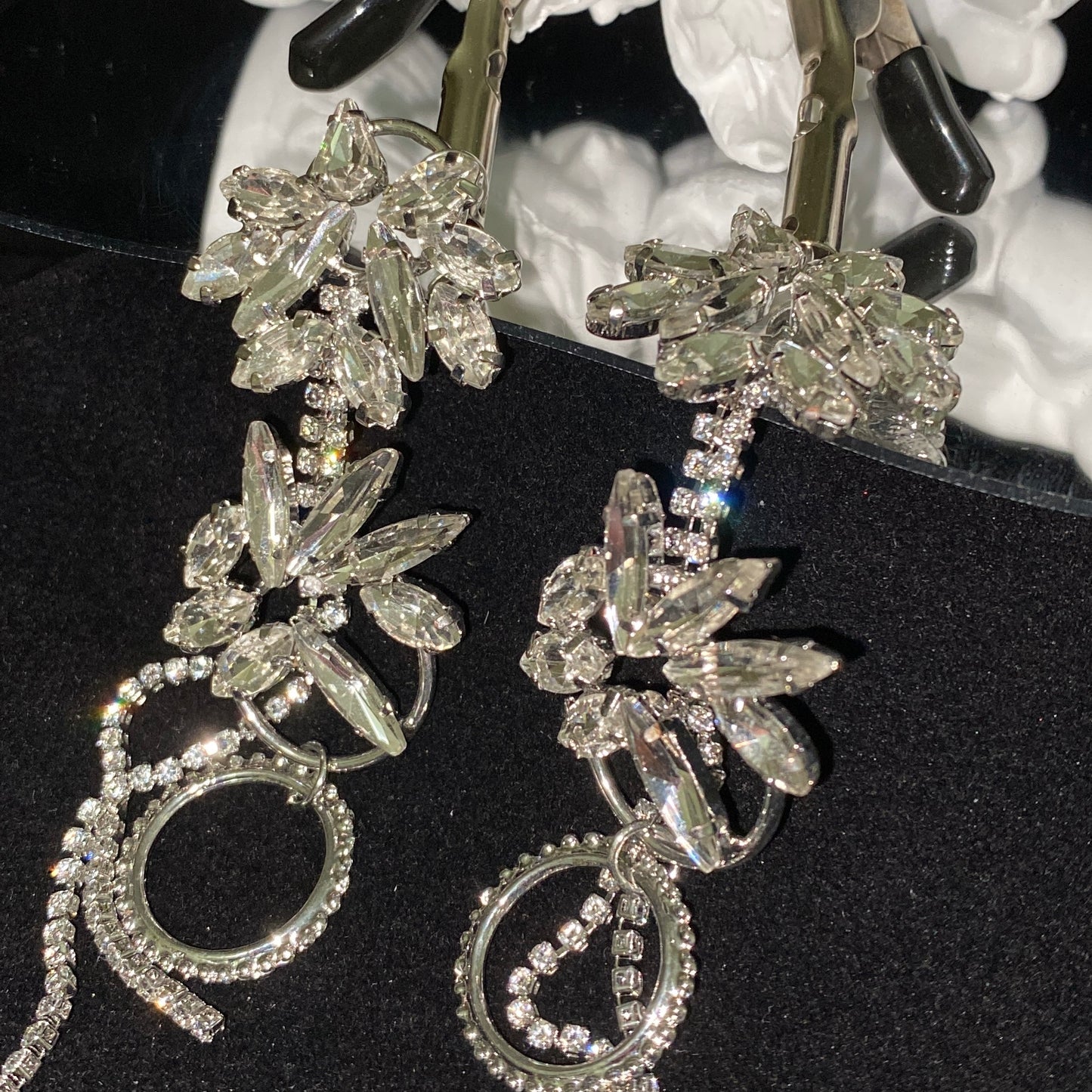 legant Pain & Pleasure – Full Rhinestone Tassel Nipple Clamps for Kinky Play NPC1017