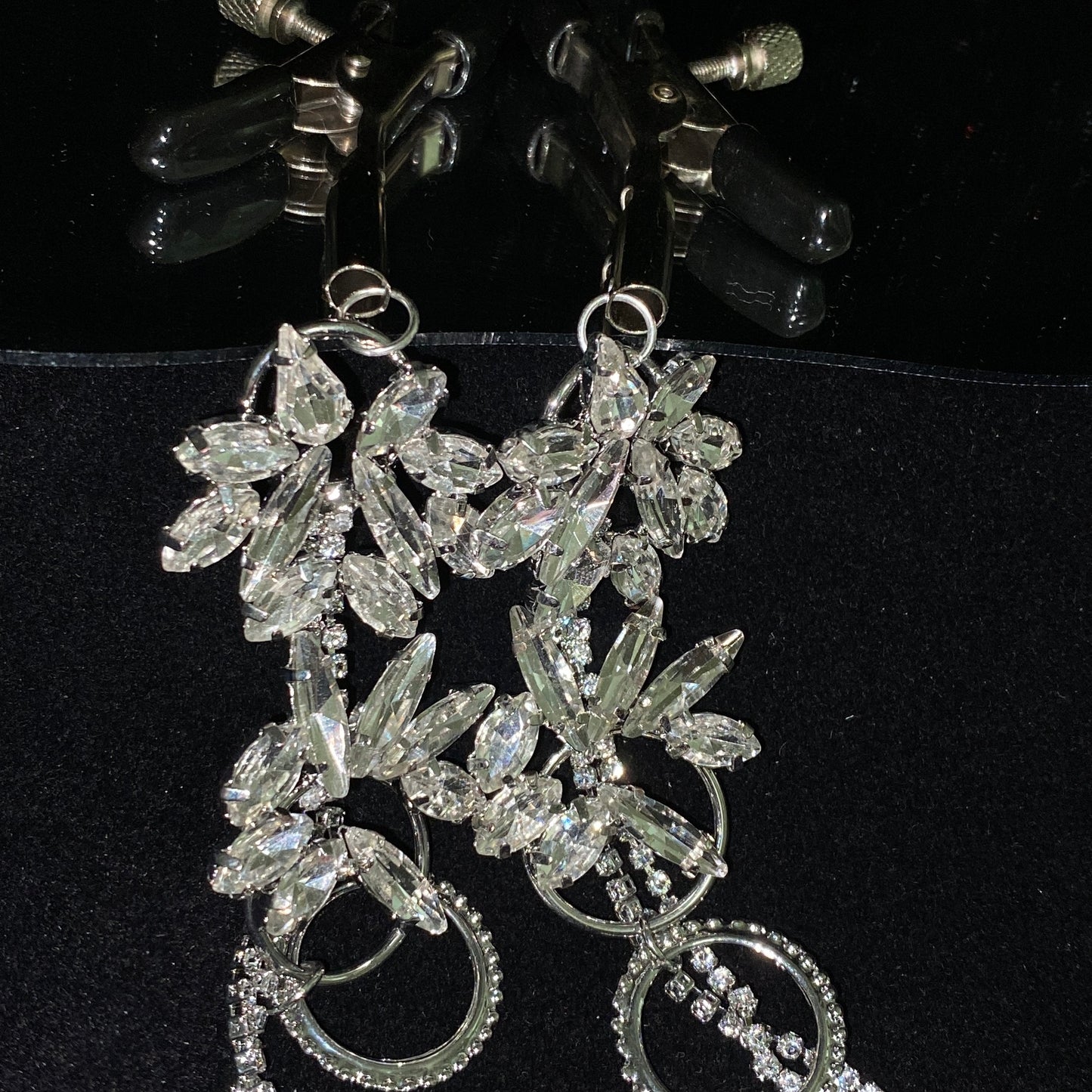 legant Pain & Pleasure – Full Rhinestone Tassel Nipple Clamps for Kinky Play NPC1017