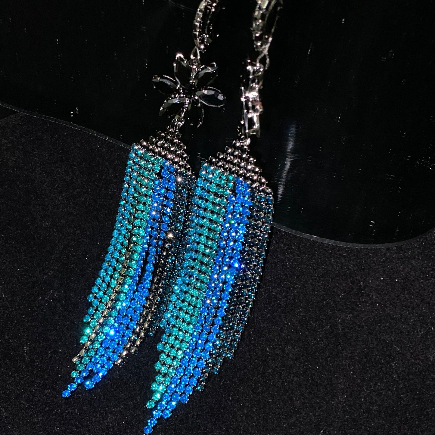 Nipple Clamps with Blue Rhinestone Tassels NPC1016 – Luxury Erotic Accessories for BDSM & Fetish Play