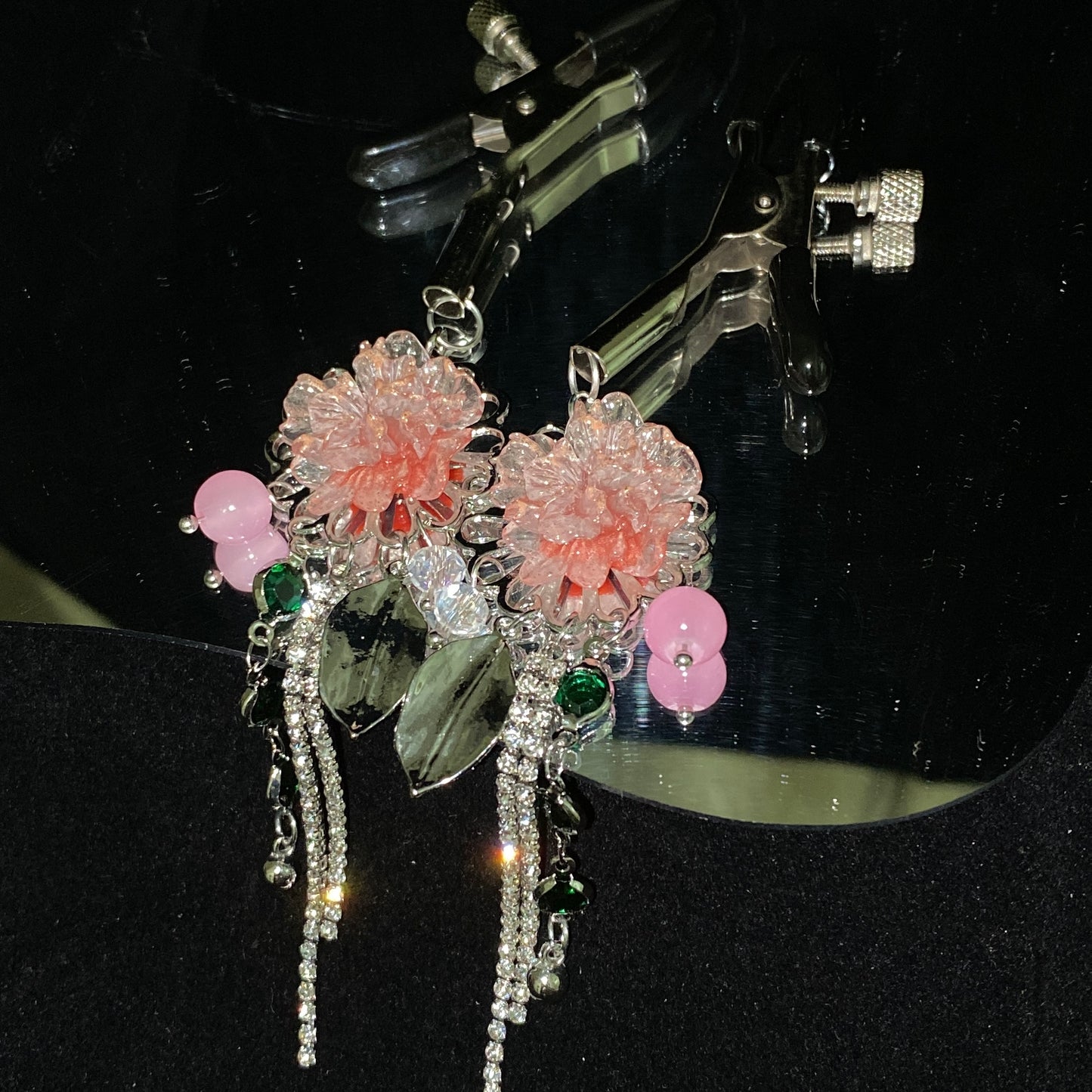 Nipple Clamps with Flower and Tassel Rhinestones NPC1015 – Premium Adult Products for Sensual Tease