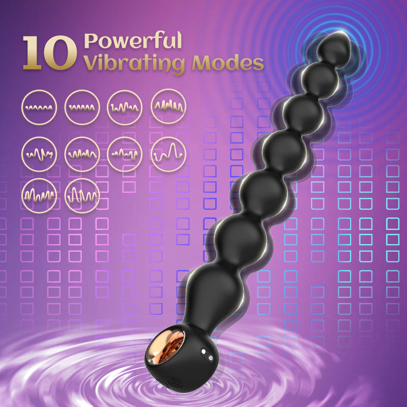 Vibrating Anal Beads, Seven Beads Anal Plug Vibrator Sex Toy, Rechargeable, Waterproof, Powerful Vibration
