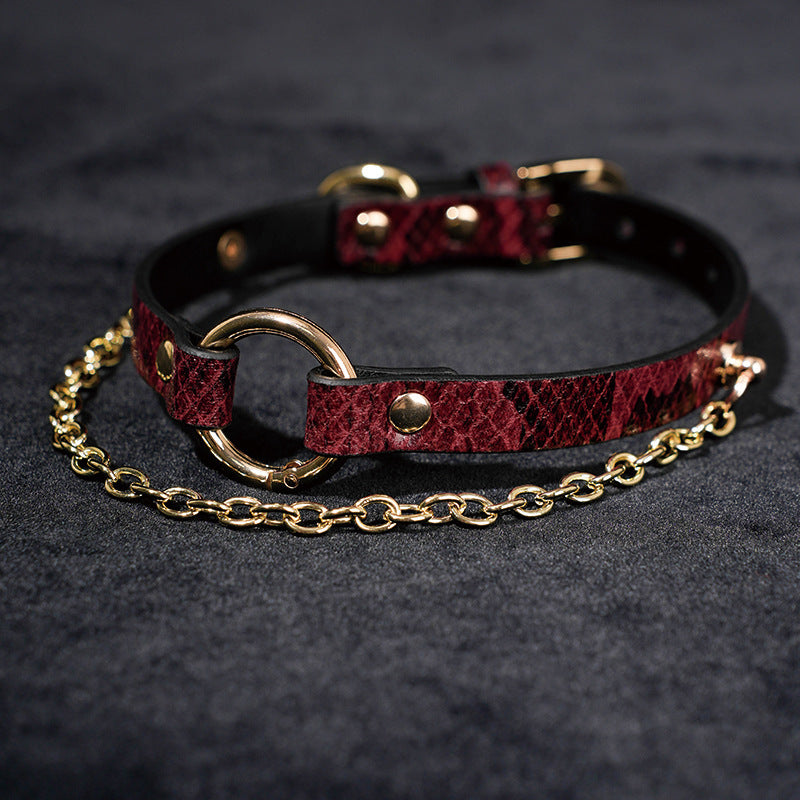 Adjustable Choker Collar for Adults, PU Leather Choker Collar with Buckle