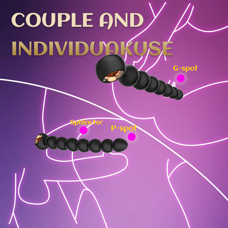 Vibrating Anal Beads, Seven Beads Anal Plug Vibrator Sex Toy, Rechargeable, Waterproof, Powerful Vibration