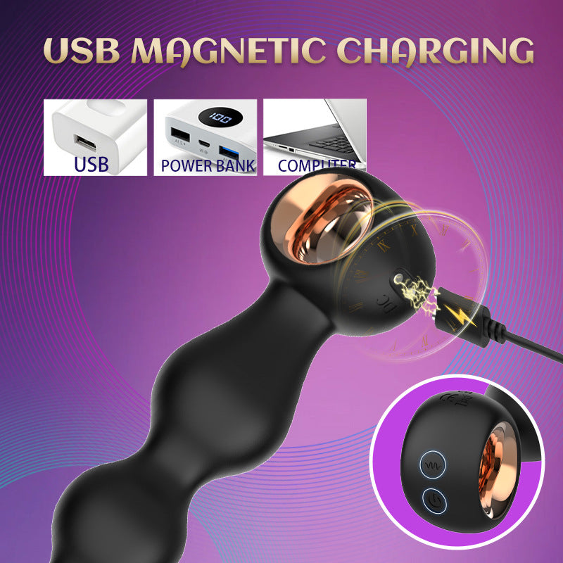 Vibrating Anal Beads, Seven Beads Anal Plug Vibrator Sex Toy, Rechargeable, Waterproof, Powerful Vibration