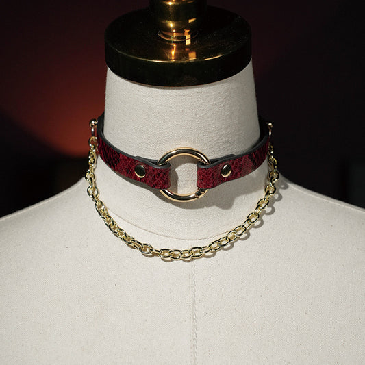 Adjustable Choker Collar for Adults, PU Leather Choker Collar with Buckle