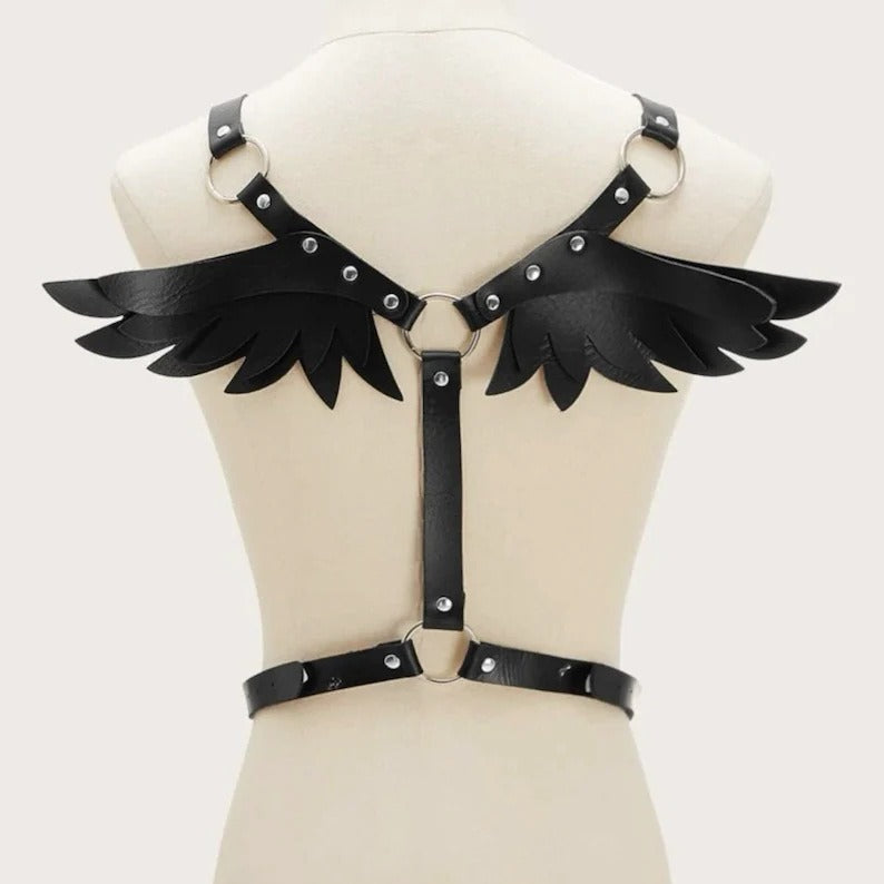 Adjustable PU Leather Bondage with Angel Wings – Heavenly Looks, Devilish Intent