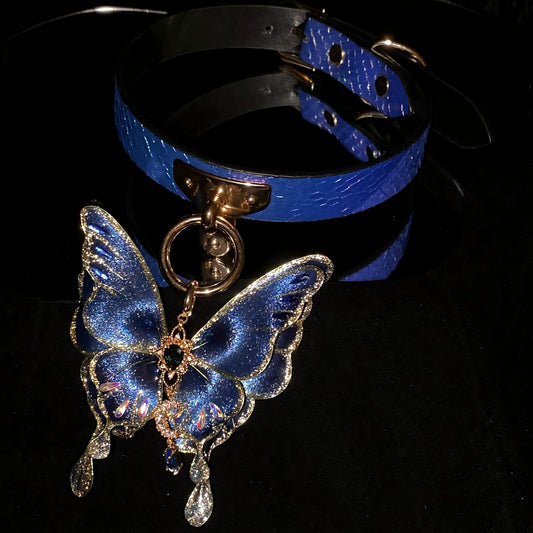 Adult BDSM Choker Collar BTC001 with Handmade Aurora Butterfly