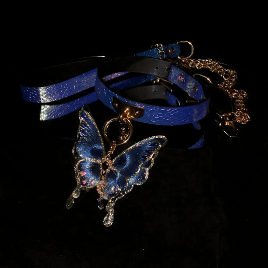 Adult BDSM Choker Collar BTC001 with Handmade Aurora Butterfly