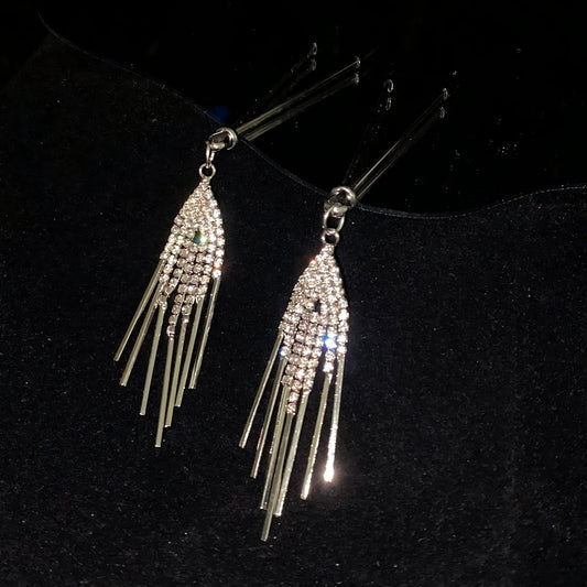 Adjustable nipple clamps with crystals and tassels NPC1023