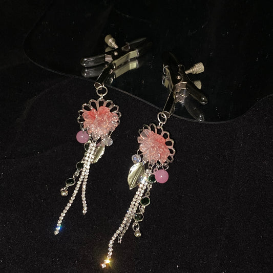 Nipple Clamps with Flower and Tassel Rhinestones NPC1015 – Premium Adult Products for Sensual Tease