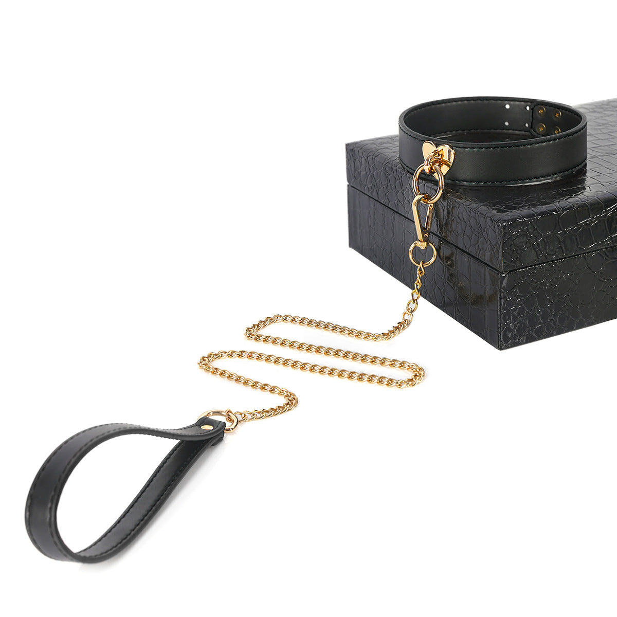 Pet Play Collar Choker with Leash BTC002 – Black & Red PU Leather BDSM Accessory for Couples and Cosplay
