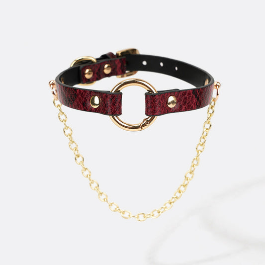Adjustable Choker Collar for Adults, PU Leather Choker Collar with Buckle