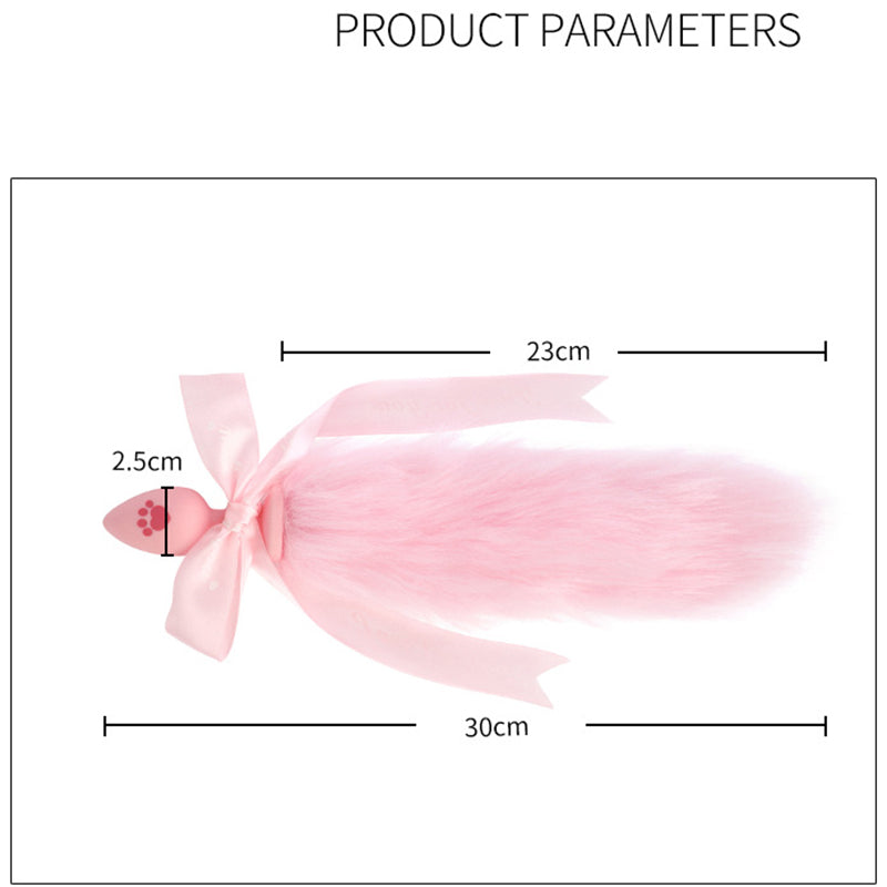 Silicone Anal Plug AP16 with Pink Meow Print and tail – Cute, Kinky, and Ready to Play